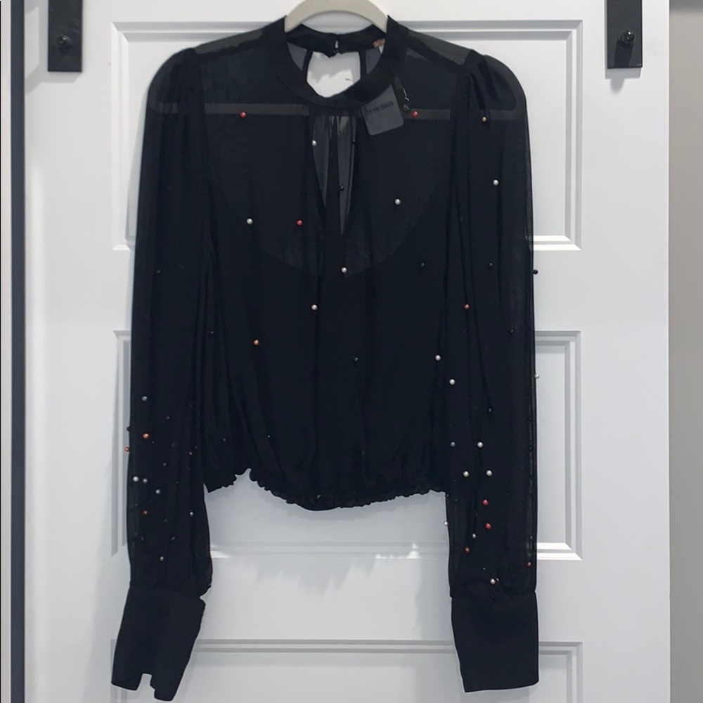 Free People Multicolor Beaded Blouse